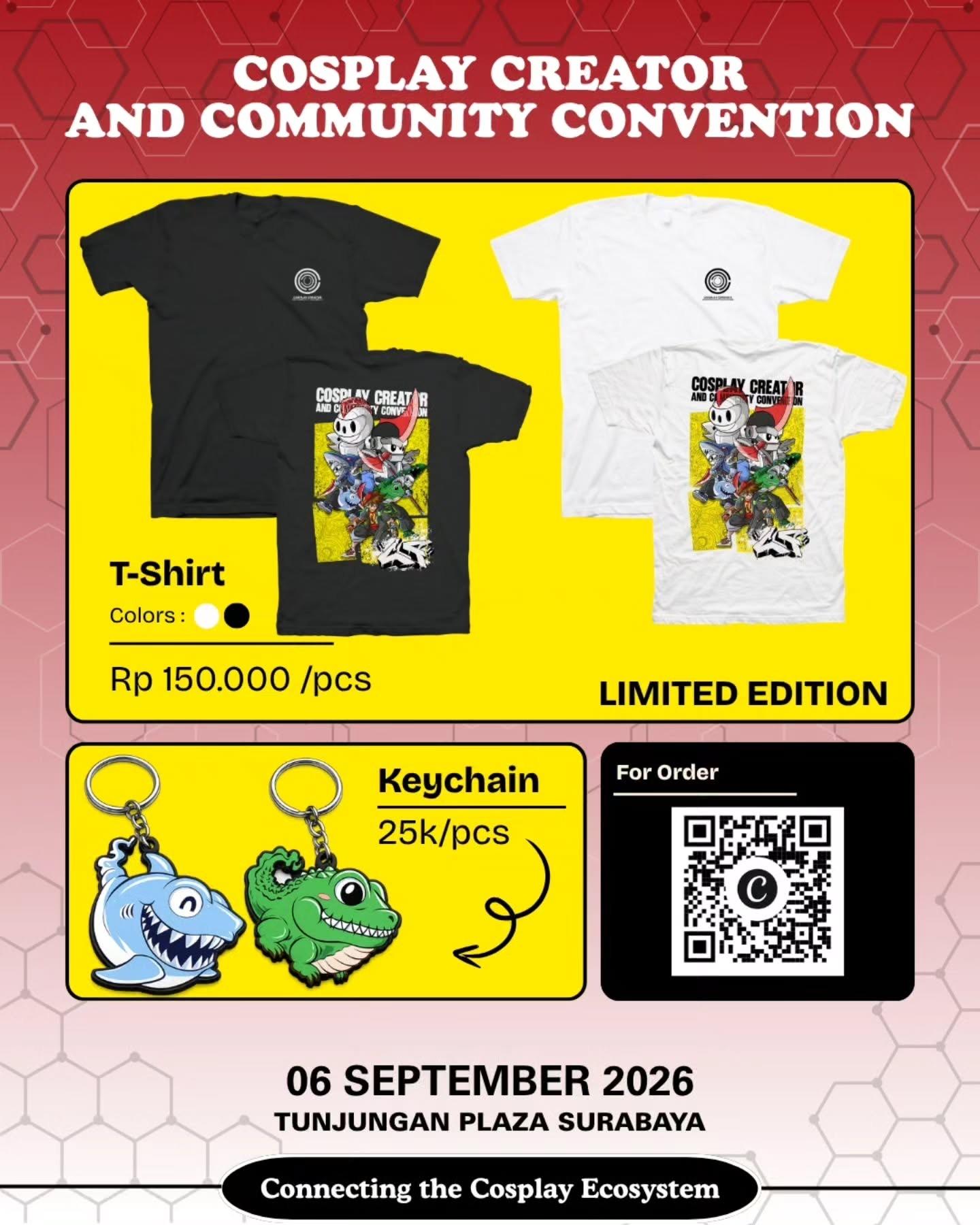 Merchandise resmi C4: kaos dan gantungan kunci