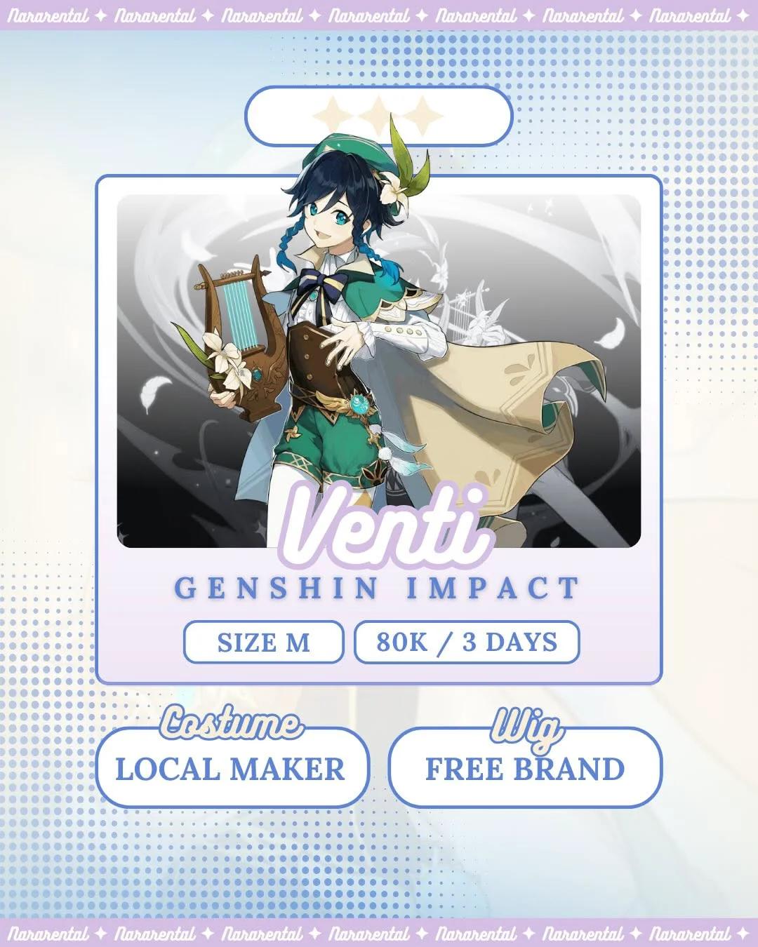 Venti Genshin Impact - Costume, Wig & Prop