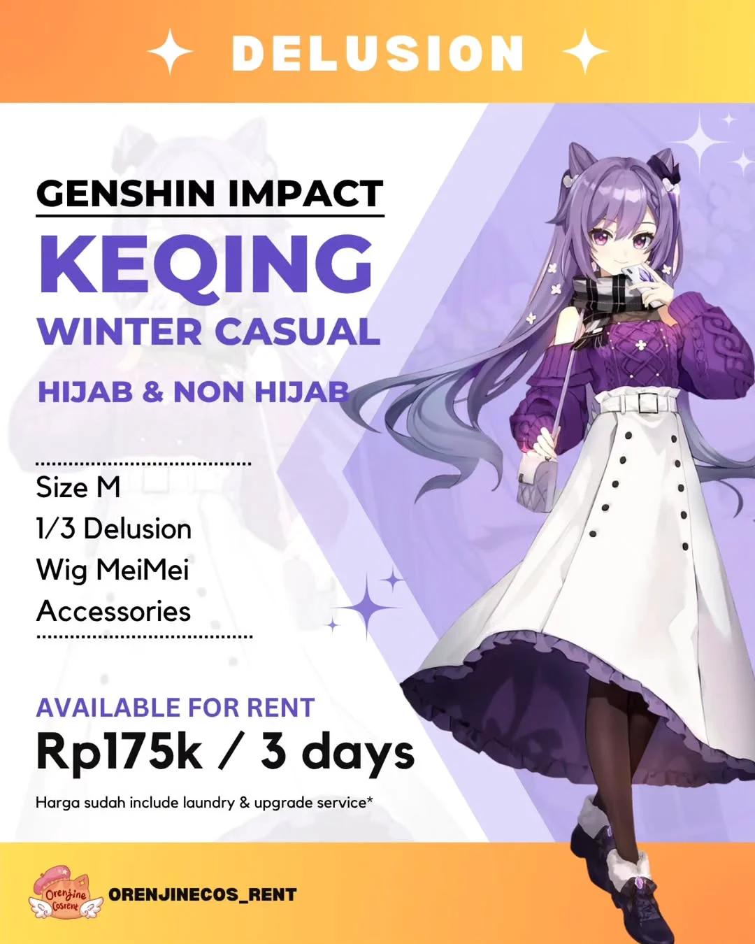 Keqing Genshin Impact - Kostum & Wig