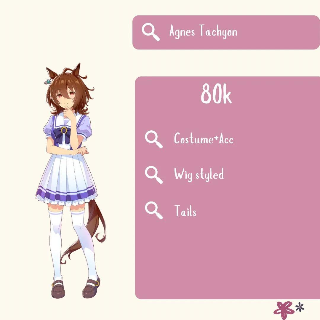 Agnes Tachyon Uma Musume - Seifuku, Wig, Ears, Tail