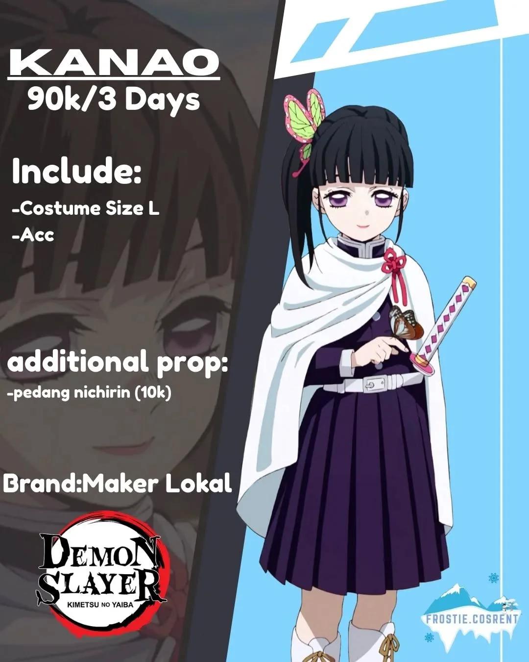 Kanao Tsuyuri Demon Slayer Cosplay Kostum Set Maker Lokal