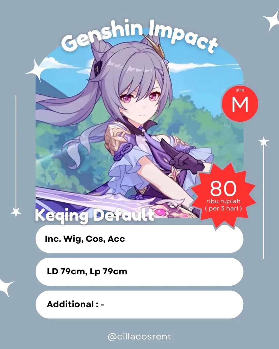 Keqing Genshin Impact - Wig, Costume, Aksesoris