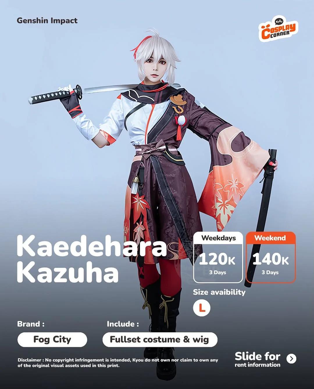 Kaedehara Kazuha Genshin Impact - Costume & Wig