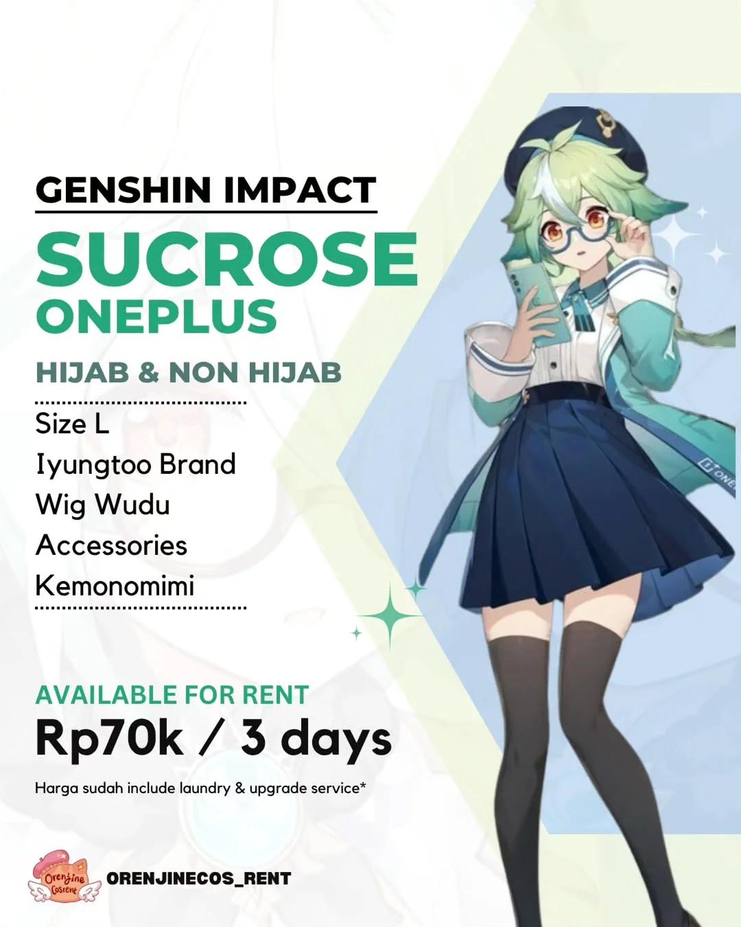 Sucrose Genshin Impact - Kostum & Wig