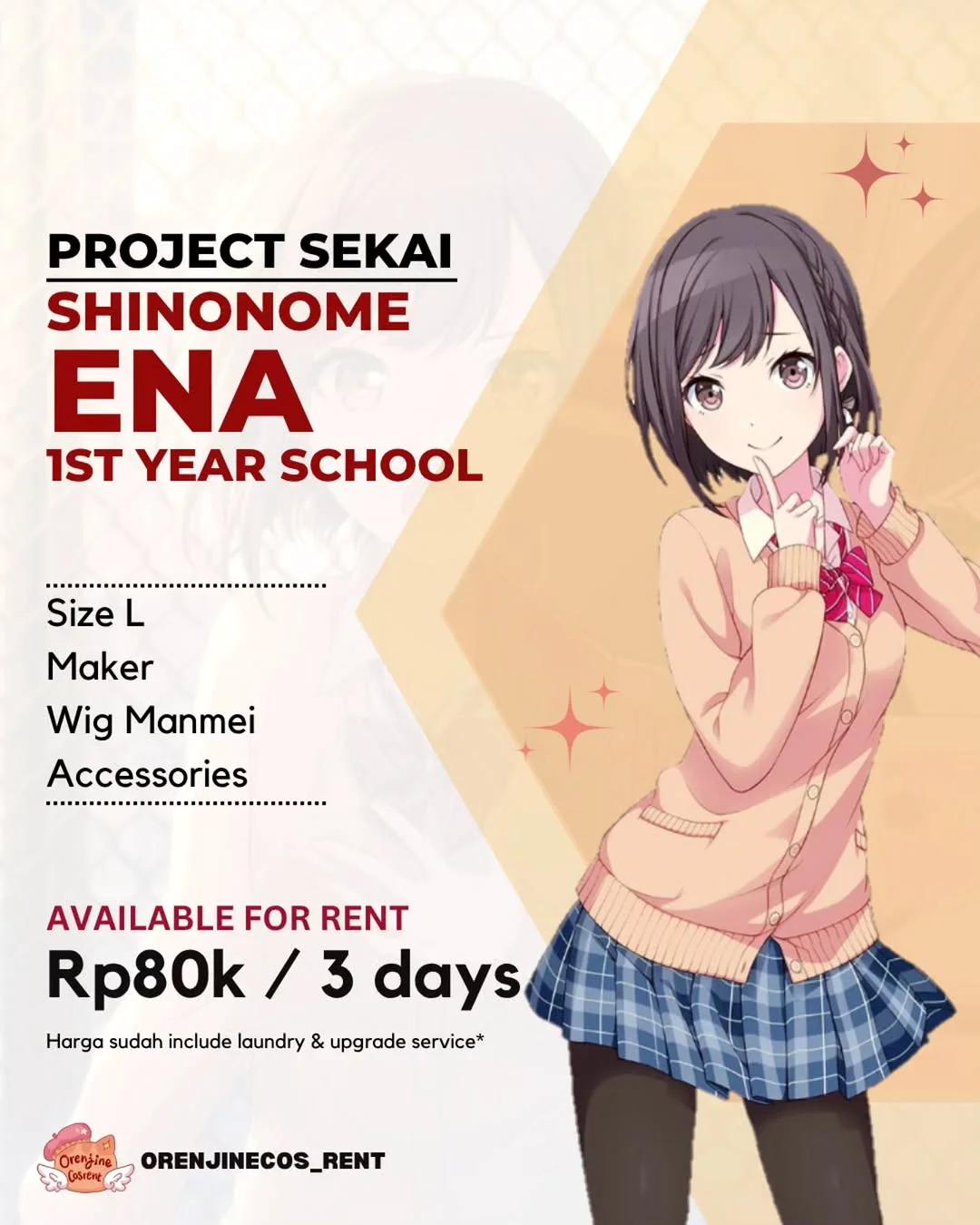 Shinonome Ena Project Sekai - Kostum & Wig