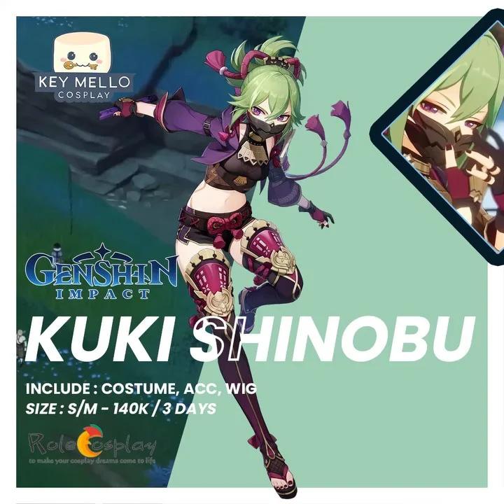 Kuki Shinobu Genshin Impact - Kostum, Wig, Aksesoris