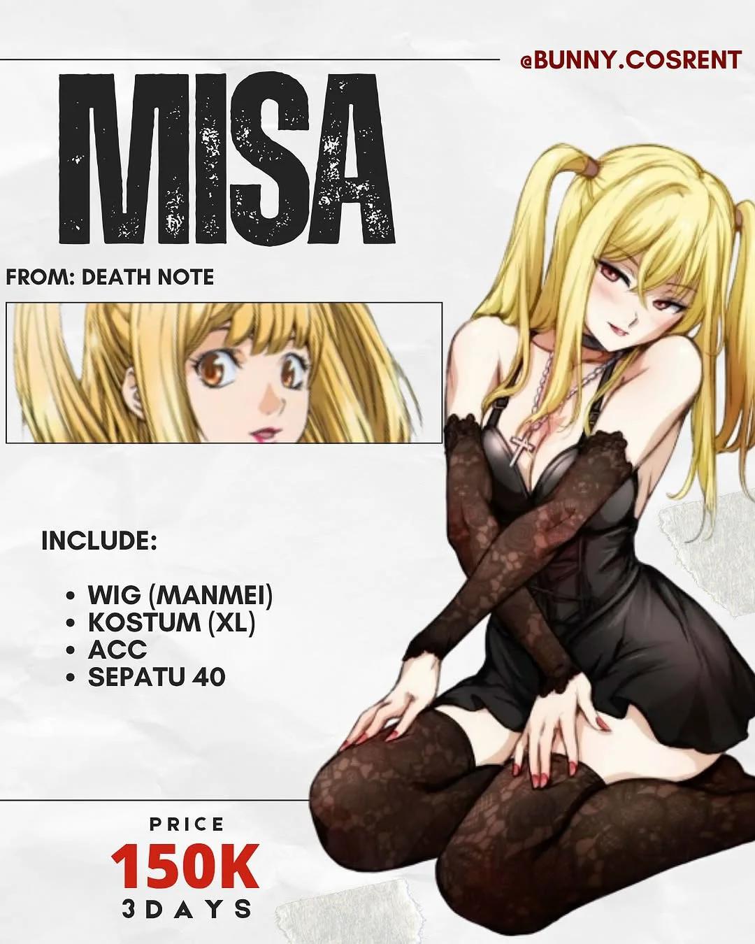 Misa Death Note - Kostum, Wig, Aksesori & Sepatu