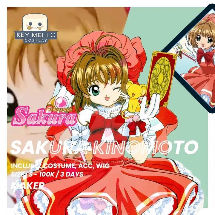Sakura Kinomoto Cardcaptor Sakura - Kostum & Wig