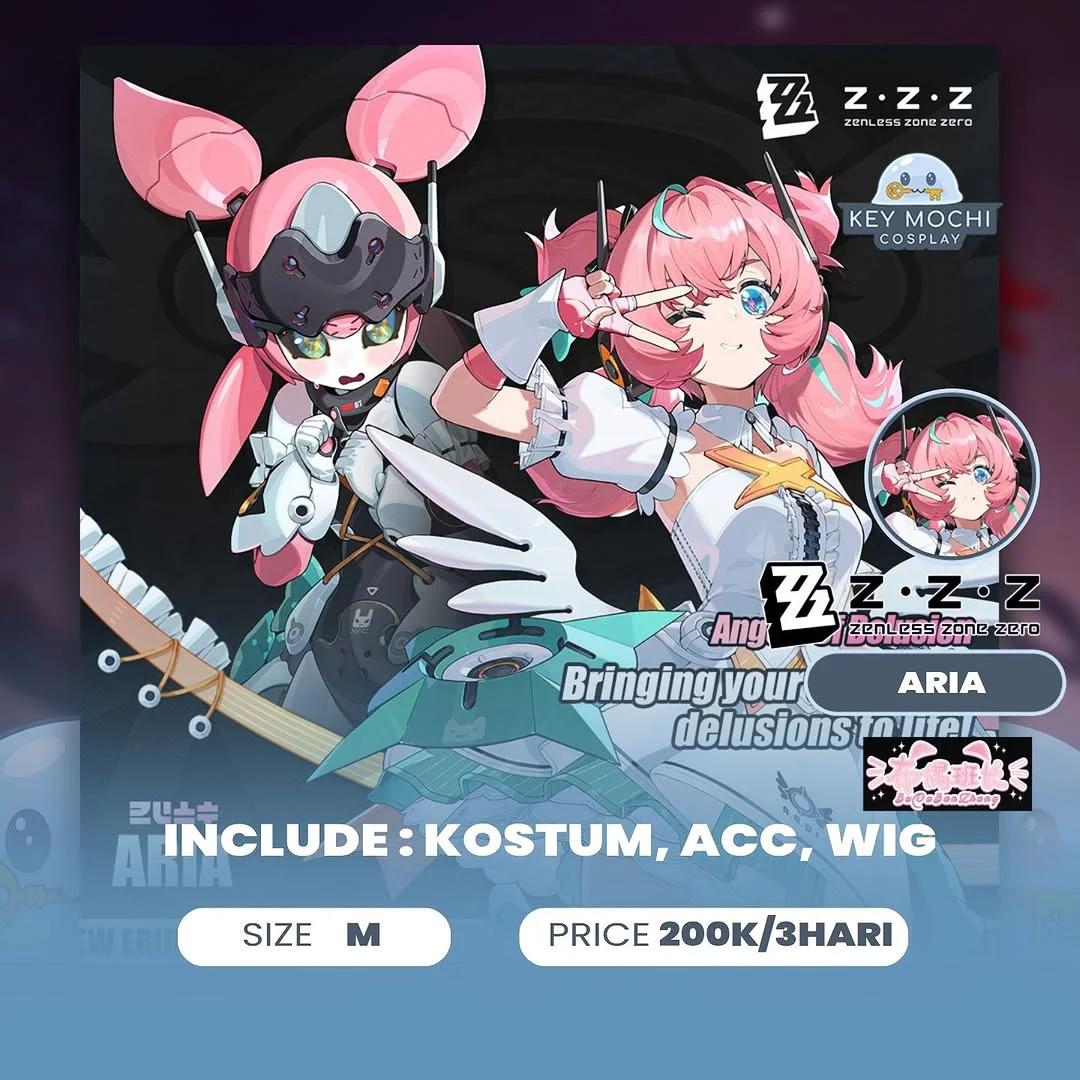 Aria Zenless Zone Zero - Kostum, Wig, Aksesoris