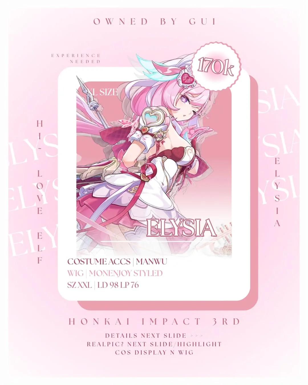 Elysia Honkai Impact 3rd - Hi " Love Elf Costume & Wig