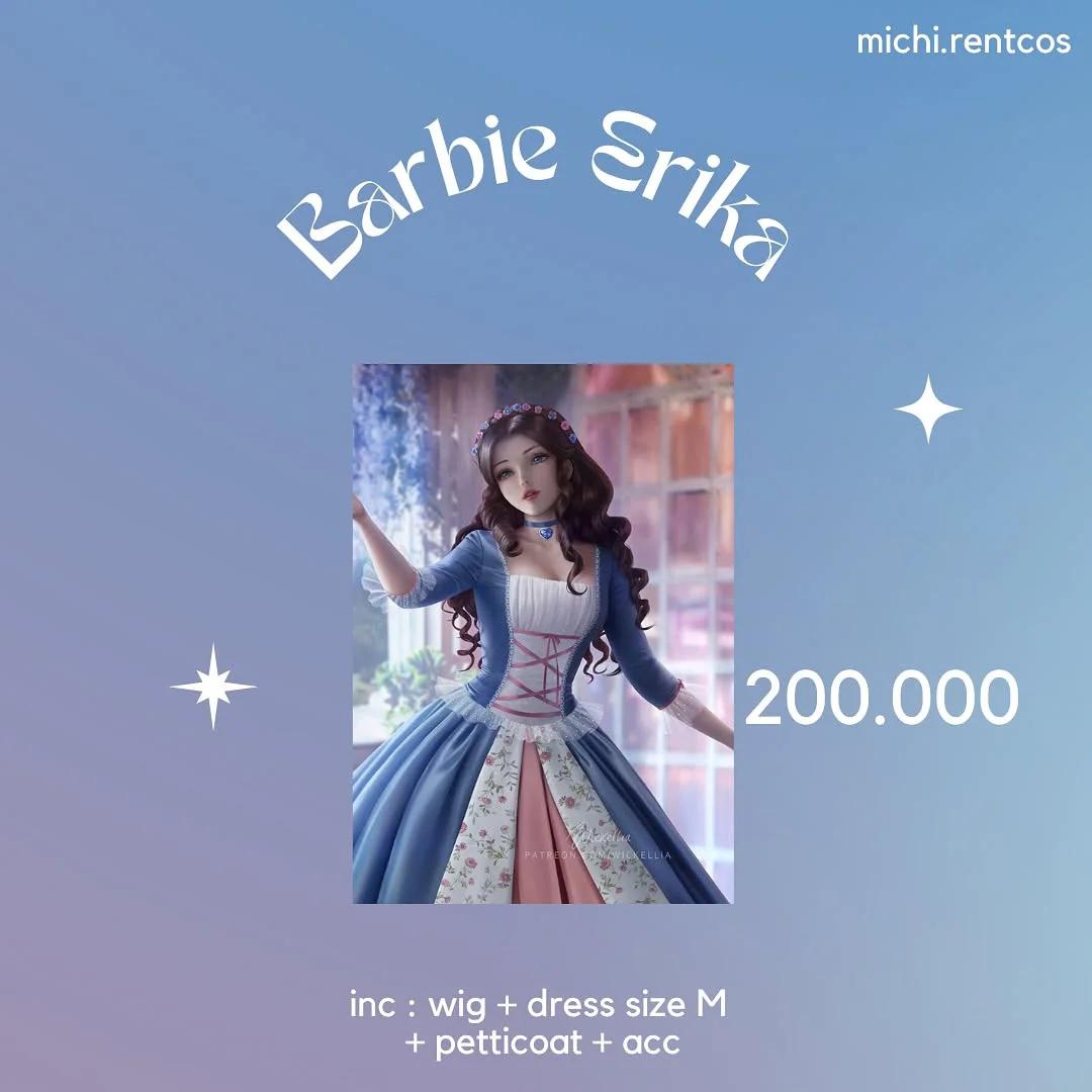Erika Barbie - Kostum, Wig, Petticoat & Aksesoris