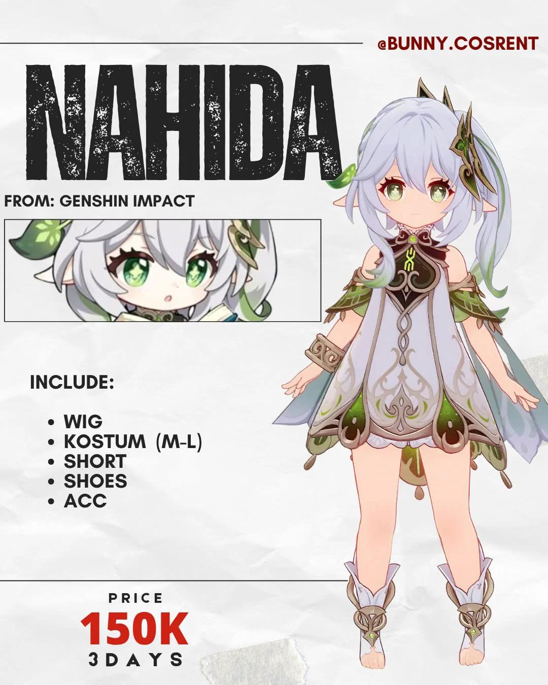 Nahida Genshin Impact - Kostum, Wig, Props, Sepatu