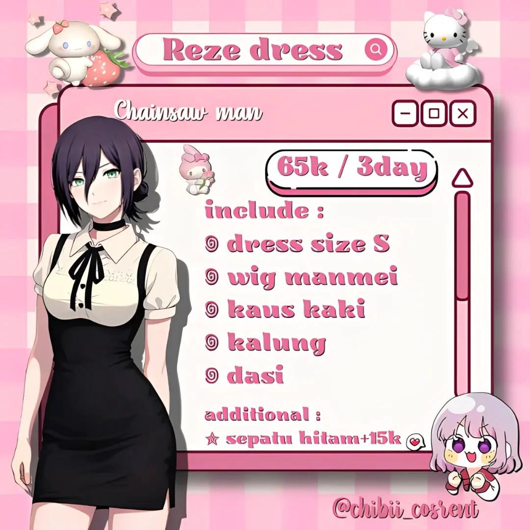 Reze Chainsaw Man - Dress, Wig, Stocking, Necklace, Tie