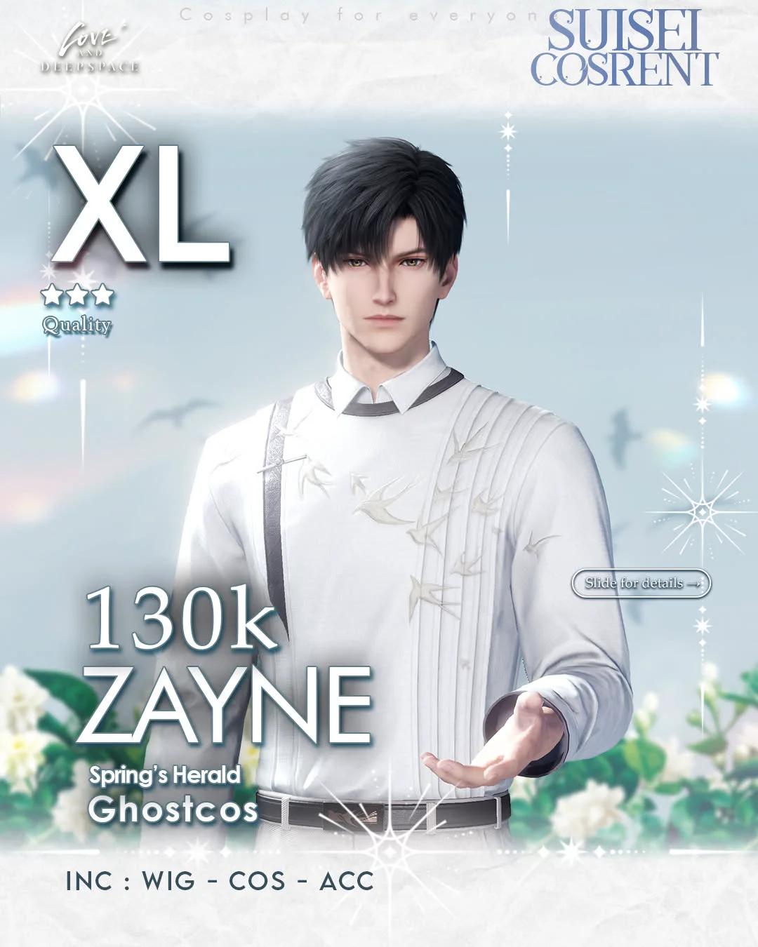 Zayne Love and Deepspace - Ghostcos Kostum, Wig, Aksesoris