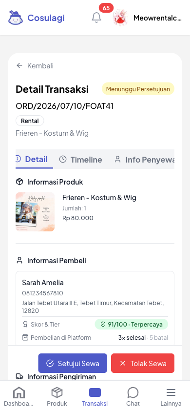 Cara Menyetujui Permintaan Sewa (untuk Penjual) - langkah 1