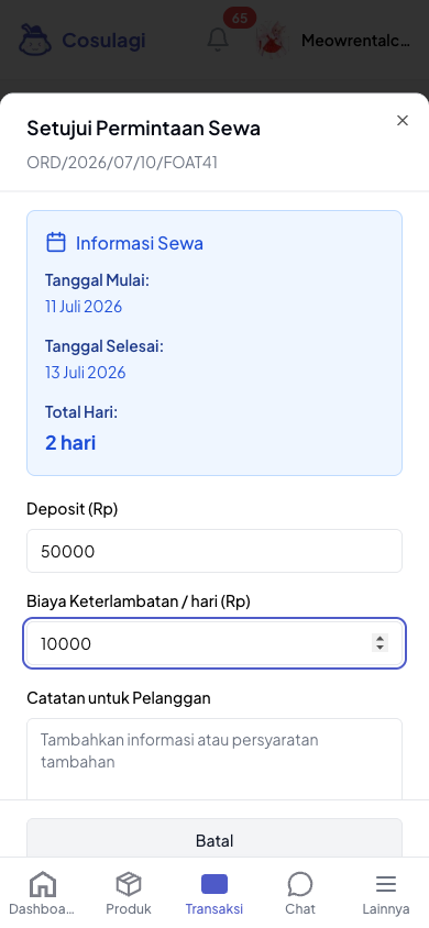 Cara Menyetujui Permintaan Sewa (untuk Penjual) - langkah 3