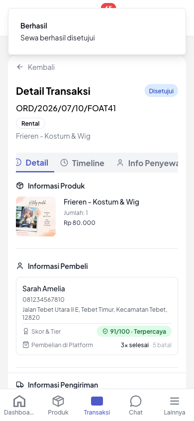 Cara Menyetujui Permintaan Sewa (untuk Penjual) - langkah 4