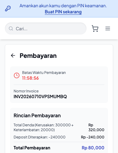 Cara Bayar Denda Sewa (Kerusakan/Keterlambatan) - langkah 5