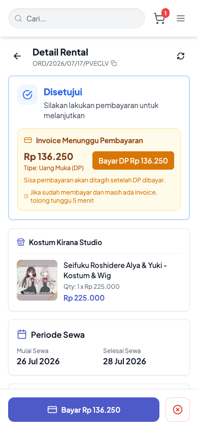 Cara Bayar Uang Muka (DP) dan Pelunasan - langkah 1