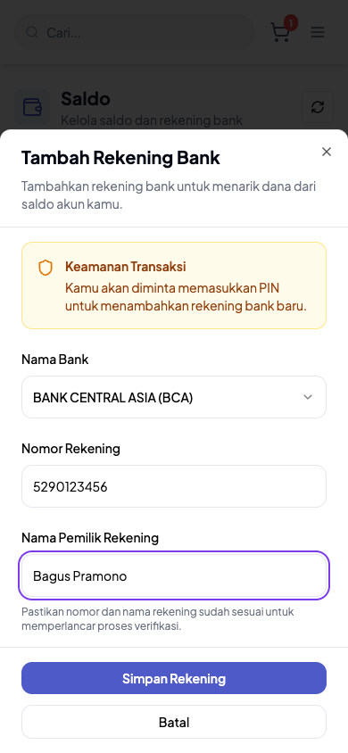 Cara Kelola Alamat dan Rekening Bank - langkah 6