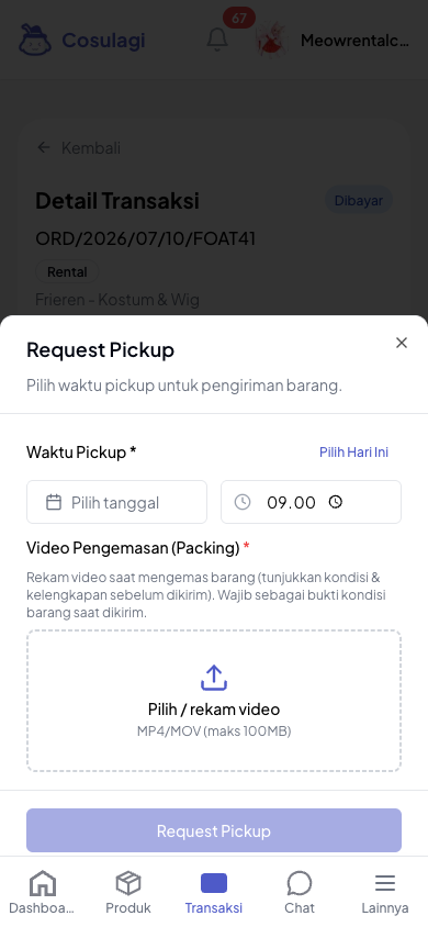 Cara Mengirim Barang Sewa (untuk Penjual) - langkah 1