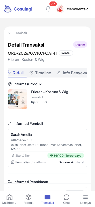 Cara Mengirim Barang Sewa (untuk Penjual) - langkah 4