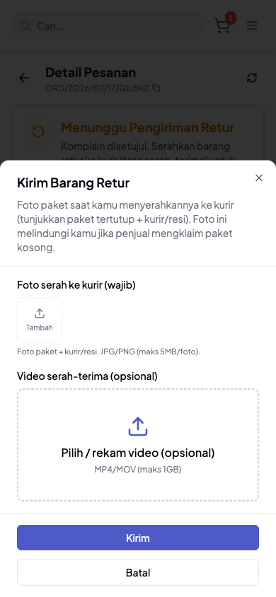 Cara Kirim Barang Retur (Komplain Disetujui) - langkah 3