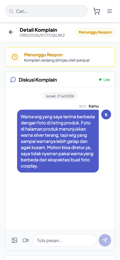 Cara Komplain Pesanan - langkah 3