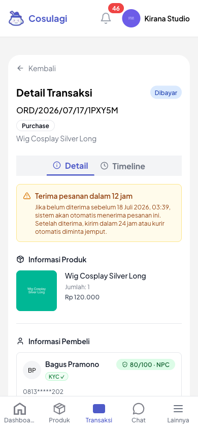Cara Memproses Pesanan (untuk Penjual) - langkah 1