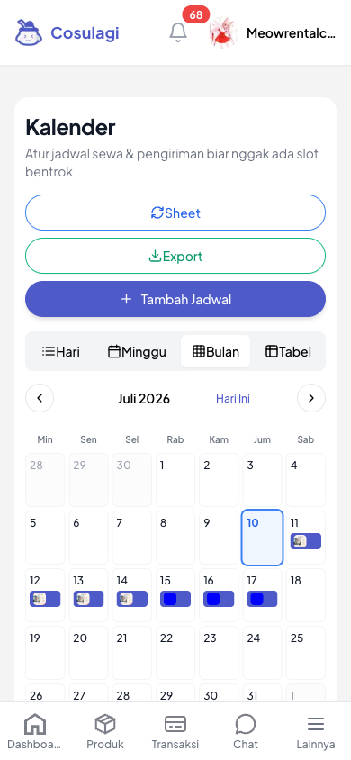 Cara Mengelola Kalender Rental (untuk Penjual) - langkah 1