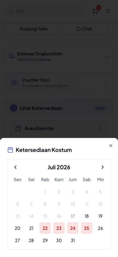 Cara Menyewa Kostum - langkah 1