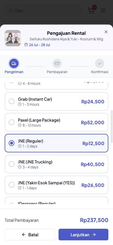 Cara Menyewa Kostum - langkah 3