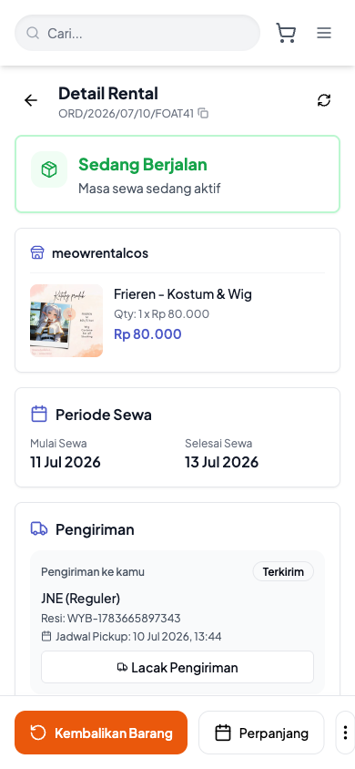 Cara Perpanjang Masa Sewa - langkah 1