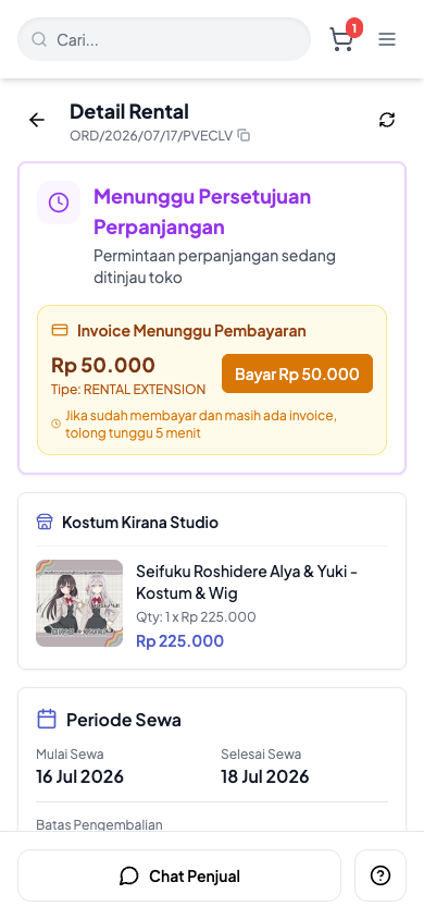 Cara Perpanjang Masa Sewa - langkah 3